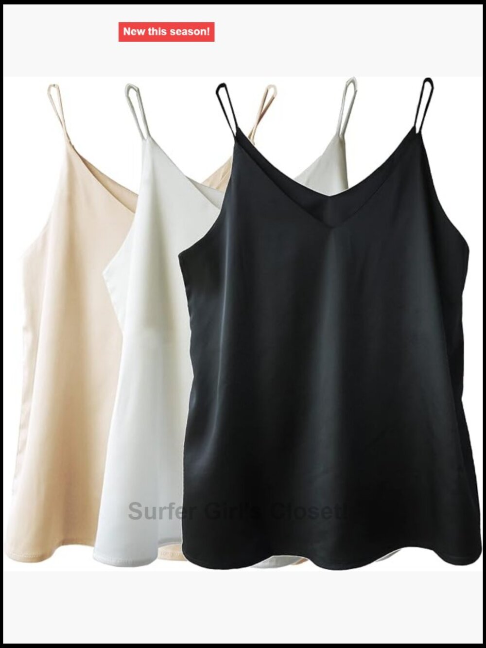 Silk Satin V-Neck Camisole - Stretchy Spaghetti Strap Tank Top